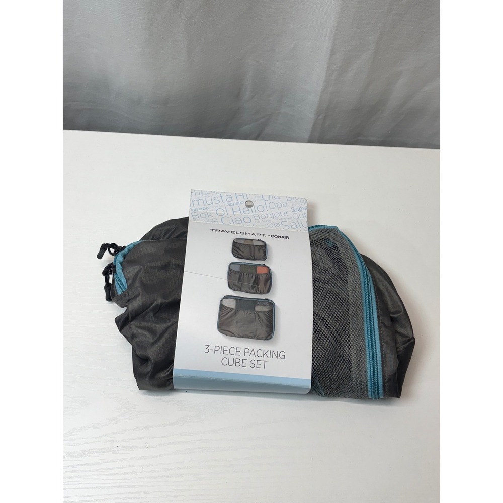 TravelSmart by Conair 3 Piece Packing Cube Set Grey Blue TS086XR Water Resistant